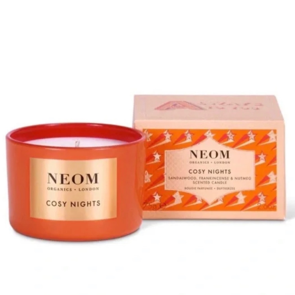 NEOM Cosy Nights Candle 75g Sandalwood, Frankincense and Nutmeg Scented NEW BOX